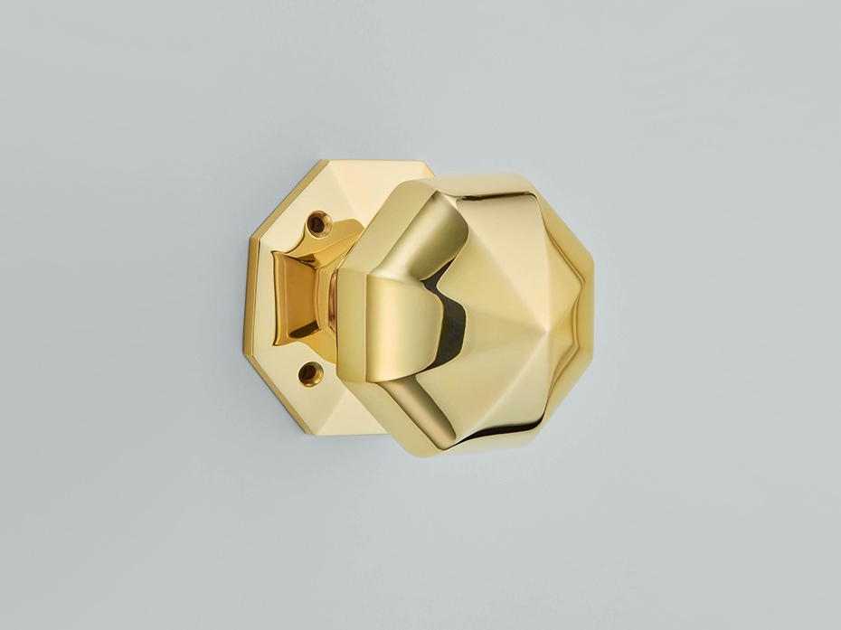 Дверная ручка-кноб на розетке Croft Oсtagonal 1751M полированная латунь