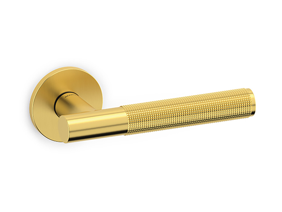 Дверная ручка на круглой розетке Olivari Hybrid TS матовое золото