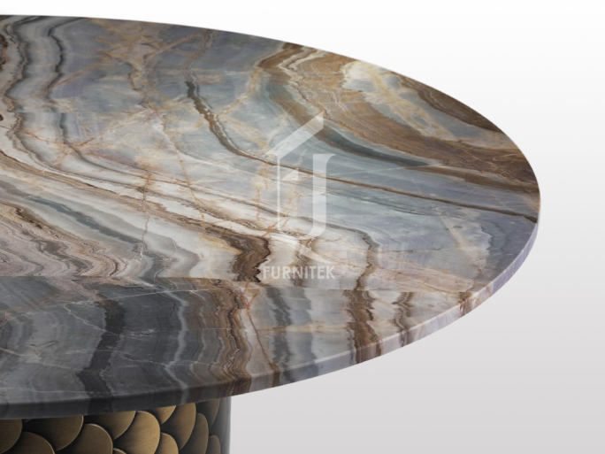 Стол обеденный Ar-Deco Furnitek FG-014 Натуральный мрамор